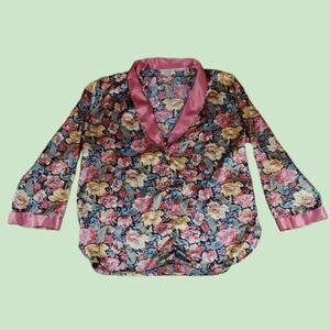 VINTAGE FLORAL GOLD LABEL VICTORIA SECRET PAJAMA TOP COTTAGECORE WHIMSYGOTH